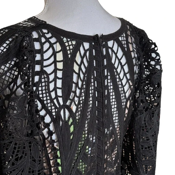 Farm Rio Lace Black Midi Dress size Small NWT $420 Nature Guipure Crochet Farm Rio Lace Black Midi Dress size Small NWT $420 Nature Guipure Crochet